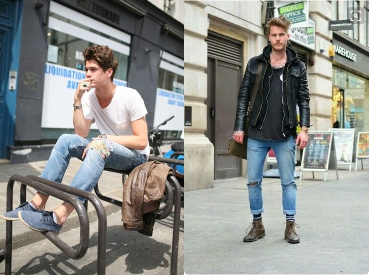 Jeans rasgado continua para os homens