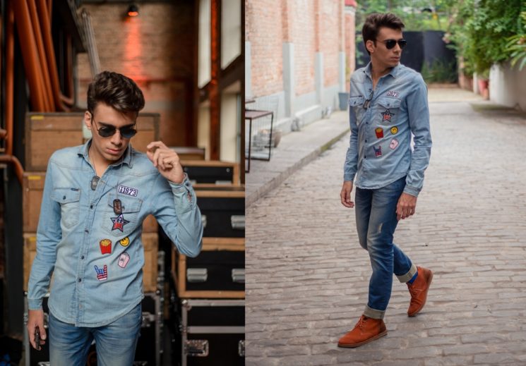 Outfit do dia #20: camisa jeans masculina com patches